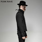 Schwarze robuste Jeans-Punkjacke für Männer mit abnehmbaren Ärmeln