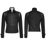 Schwarze robuste Jeans-Punkjacke für Männer mit abnehmbaren Ärmeln