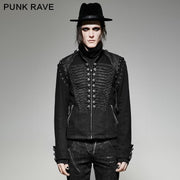 Schwarze robuste Jeans-Punkjacke für Männer mit abnehmbaren Ärmeln
