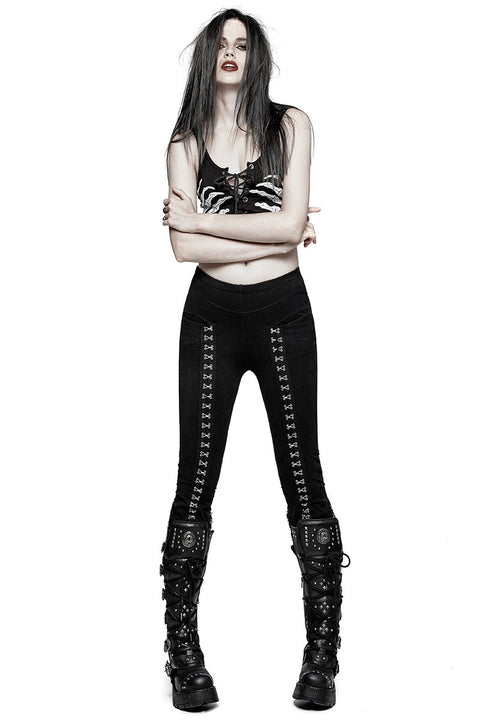 Super Slim Split Metall Schnalle Dekoration Split Strumpfhose Punk Hose