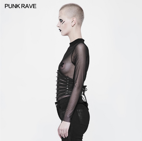 PUNK RAVE schwarzes Ledergürtelkorsett