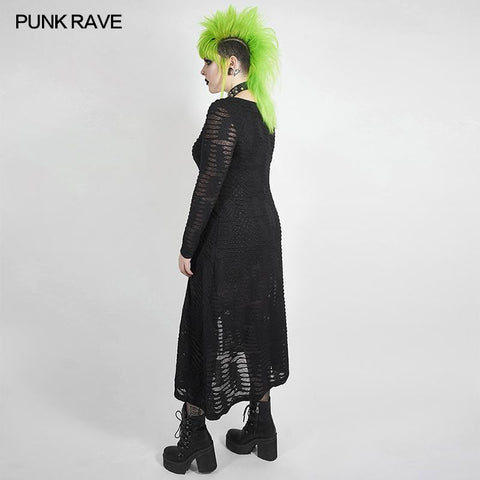 Dunkles schwarzes Blumenkleid mit Schlangenschuppen