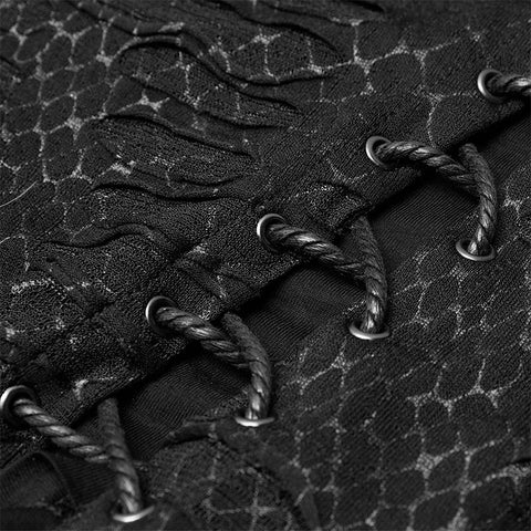Dunkles schwarzes Blumenkleid mit Schlangenschuppen