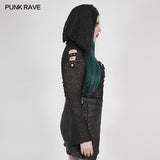 Kapuzen-T-Shirt mit Punk-Perspektive-Print