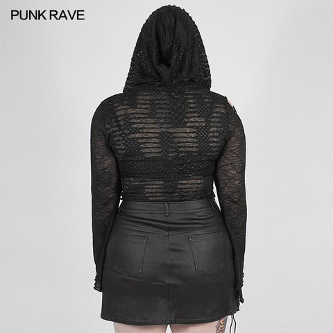 Kapuzen-T-Shirt mit Punk-Perspektive-Print
