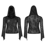 Kapuzen-T-Shirt mit Punk-Perspektive-Print