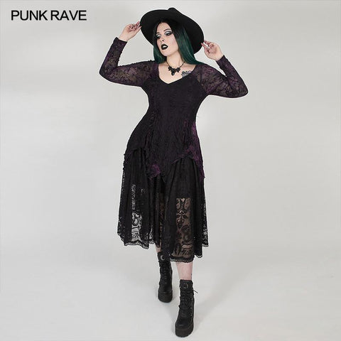 Gothic wunderschönes Spitzenkleid mit V-Ausschnitt