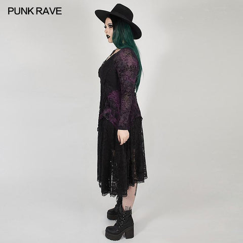 Gothic wunderschönes Spitzenkleid mit V-Ausschnitt