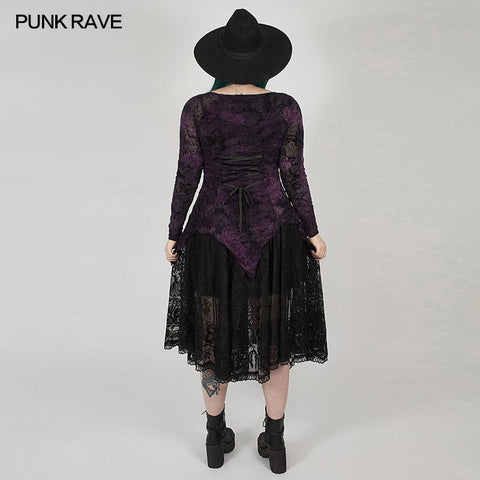 Gothic wunderschönes Spitzenkleid mit V-Ausschnitt