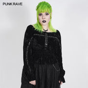Punk-T-Shirt mit horizontalem Kragen