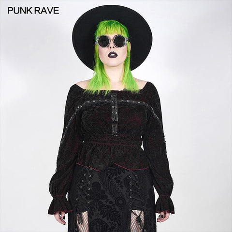 Punk-T-Shirt mit horizontalem Kragen