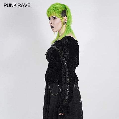 Punk-T-Shirt mit horizontalem Kragen