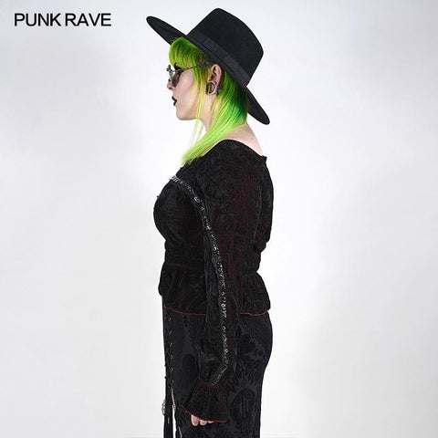 Punk-T-Shirt mit horizontalem Kragen