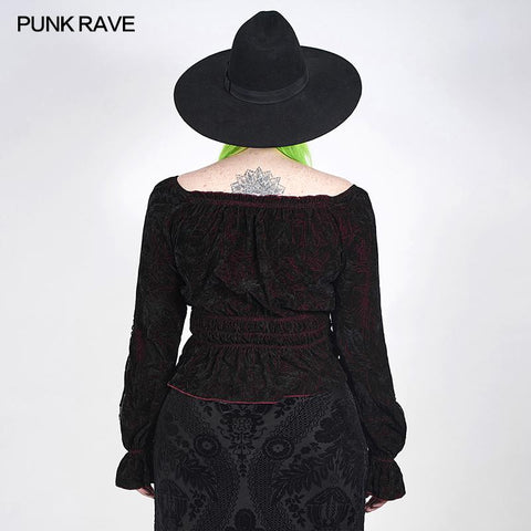 Punk-T-Shirt mit horizontalem Kragen