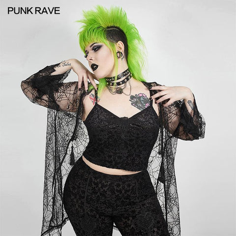 Sexy Gothic-Unterhemd aus Samt mit Blumen