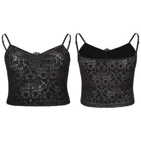 Sexy Gothic-Unterhemd aus Samt mit Blumen