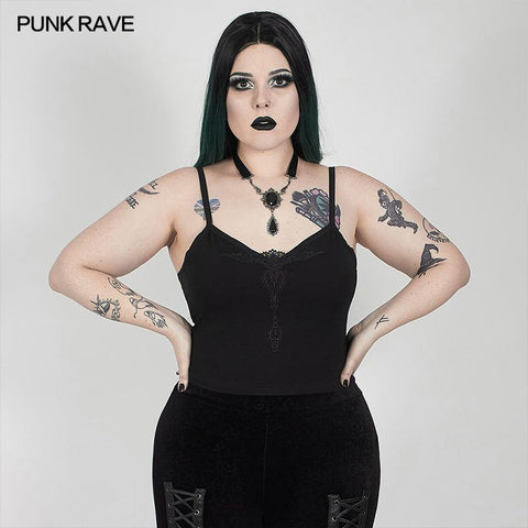 Sexy Gothic-Unterhemd aus Samt mit Blumen