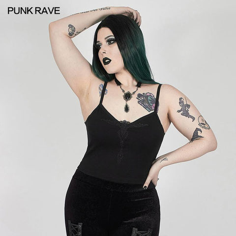 Sexy Gothic-Unterhemd aus Samt mit Blumen