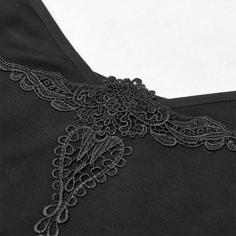 Sexy Gothic-Unterhemd aus Samt mit Blumen