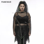 Loses Mesh-T-Shirt für Goth-Plus-Size-Frauen