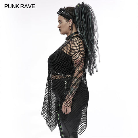 Loses Mesh-T-Shirt für Goth-Plus-Size-Frauen