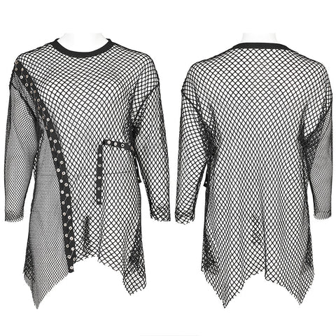 Loses Mesh-T-Shirt für Goth-Plus-Size-Frauen