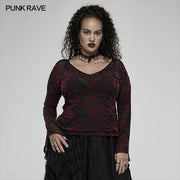 Tägliches Gothic-Mesh-T-Shirt mit V-Ausschnitt