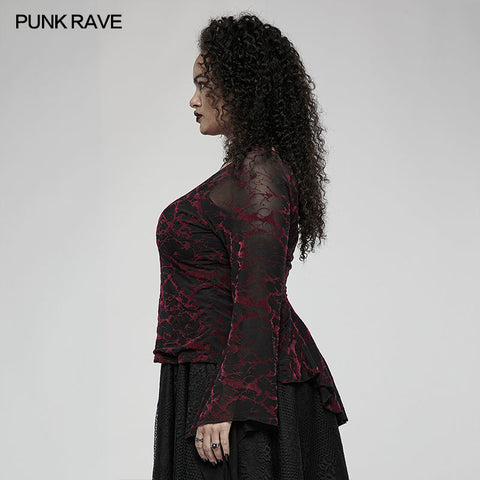 Tägliches Gothic-Mesh-T-Shirt mit V-Ausschnitt