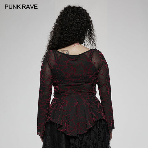 Tägliches Gothic-Mesh-T-Shirt mit V-Ausschnitt