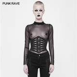 PUNK RAVE schwarzes Ledergürtelkorsett