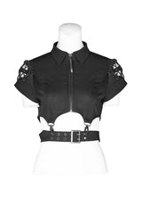 Dark Girl Hollow-out Metall Reißverschluss Shirt