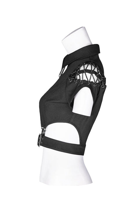 Dark Girl Hollow-out Metall Reißverschluss Shirt