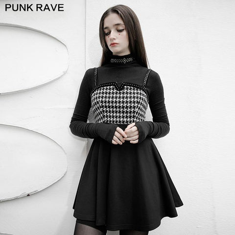 Schlucken Sie gürtelnähte Hosenträger Punk kleines schwarzes Kleid