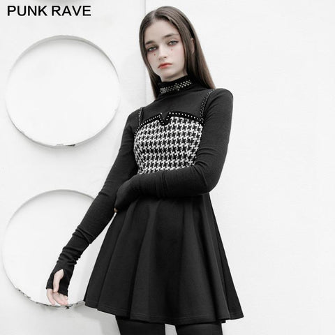 Schlucken Sie gürtelnähte Hosenträger Punk kleines schwarzes Kleid