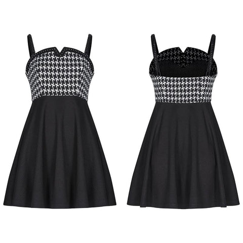 Schlucken Sie gürtelnähte Hosenträger Punk kleines schwarzes Kleid