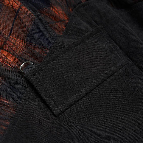 Plaid-Rock mit hoher Taille und Mesh-Nähten