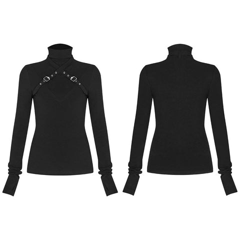 Punk Cross-Schultergurt Langarm T-Shirt