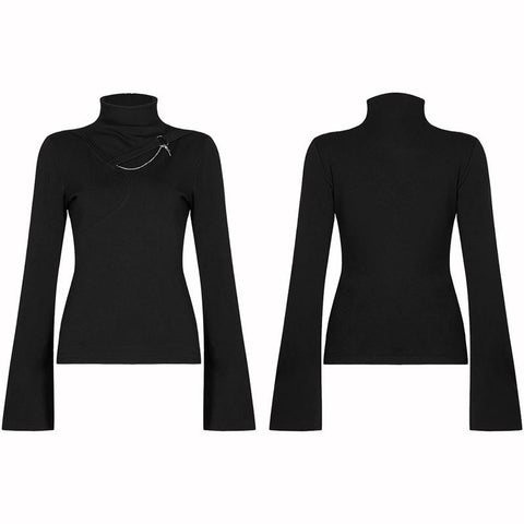 Trompetenärmel-T-Shirt mit Punkriemenkette