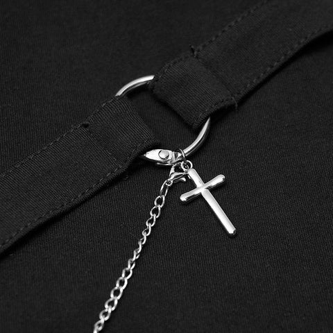 Trompetenärmel-T-Shirt mit Punkriemenkette