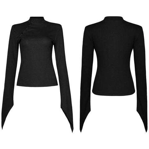 Collor gepolsterte Schultern Schlankes Langarm-T-Shirt