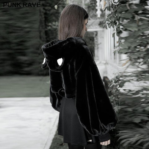 Niedliche Ohren Kordelzug Mütze Kurzmantel