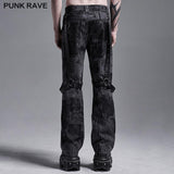 Gestreifte Hose mit PUNK-Print Lose gerade Hose