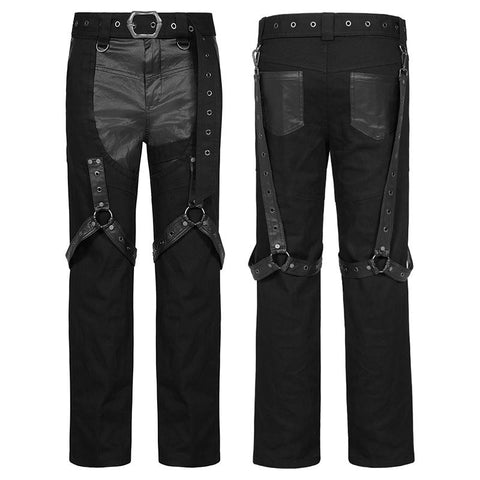 Gestreifte Hose mit PUNK-Print Lose gerade Hose