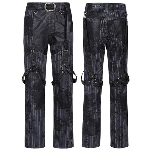 Gestreifte Hose mit PUNK-Print Lose gerade Hose