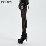 Gothic Leggings mit brennenden Blumen