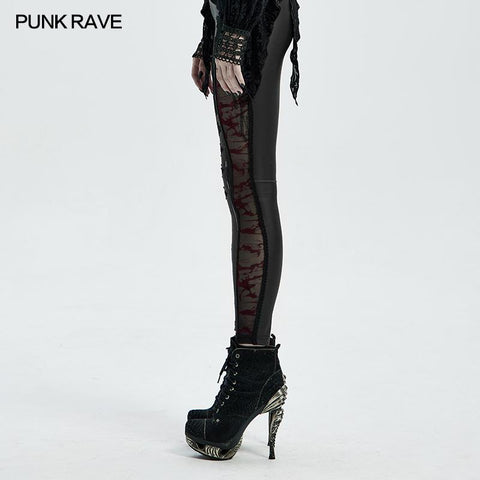 Gothic Leggings mit brennenden Blumen