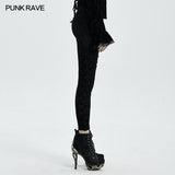 Gothic Retro Leggings mit ausgebrannten Blumen