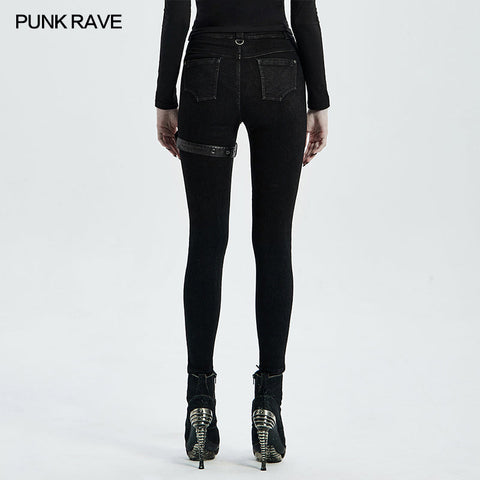 Punk-Kniehose aus dekonstruiertem, hohlem Denim