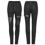 Punk-Kniehose aus dekonstruiertem, hohlem Denim