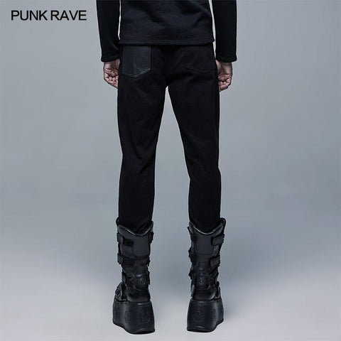 Lange Hose aus dunklem, elastischem Webstoff